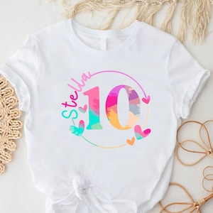 Custom Birthday Girl Shirt,Personalized Age With Girls Name Birthday Shirt,Custom 10th Birthday Shirt Girl,Birthday Girl Gift,Tenth Bday Tee