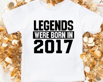 Legends Were Born in 2017 Shirt, 2017 Birthday Tee, Kids Birthday Outfit