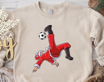 Christmas Soccer Santa Sweatshirt, Retro Santa Sweatshirt, Christmas Soccer Sweatshirt, Christmas Gift for Soccer Lover, Santa Soccer Shirt