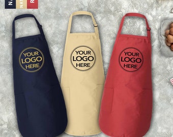 Custom Logo Apron, Custom Apron With Logo,Personalized Logo Apron With Pockets,Custom Text Logo Apron,Custom Name Apron,Custom Print Apron