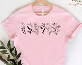 Wild Flowers Shirt, Gifts for Women, Wildflower T-shirt, Floral Shirt, Botanical T shirt, Flower Nature Lover Tee, Wild Flowers Graphic Tee