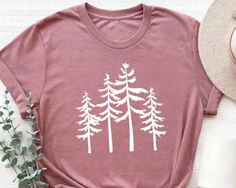 Pine Tree Tshirt, Trees Tee, Hiking T-Shirt, Camping TShirt, Adventure Lover Shirts for Women, Forest Shirt, Outdoors Shirt,Nature Lover Tee