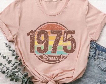 Retro 1975 T shirt, 50th Birthday Shirt, 50th Birthday Gift For Women Men, 1975 Classic Tee, Vintage 1975 Shirt,50th Birthday Party Tshirts