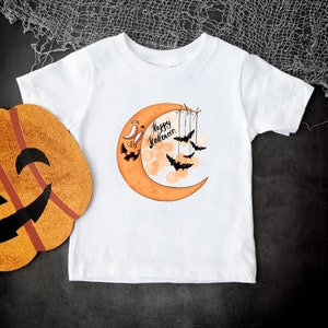 Happy Halloween T-shirt, Cute Gift for Halloween Party, Spooky Halloween Design Tee, Spooky Season Shirt, Blood Moon Bats