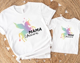 Mother Daughter Unicorn Shirt, Mama Mini Unicorn Birthday Tshirts, Mothers Day Gift