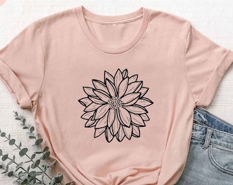 Dahlia Flower Shirt, Spring Flowers Shirt,Nature Lover Gift,Floral Spring Shirt,Natura Lover Gift,Dahlia Tee,Flower Lover Tshirt,Yoga Shirt