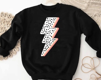 Lightning Bolt Sweathirt, Retro Lightning Sweatshirt, Aesthetics Women Sweatshirt, Sweatshirt Gift For Women, Preppy Sweatshirt