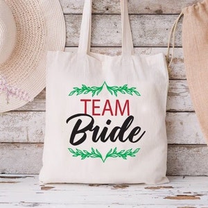 Modern Heart Team Bride Tote Bags