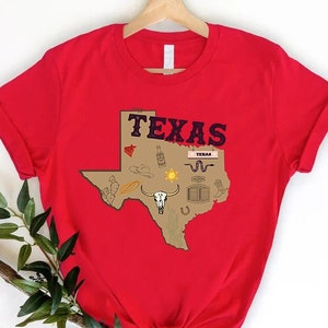 Texas Shirt, Texas Map Tee, Texas Symbols Shirt, Texas State Shirt, Texas Gifts For Women, Home State Shirt, Texan T-shirt, Texas Lover Gift
