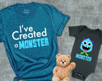 I've Created a Monster and Monster Matching Shirts, Matching Family Shirt, Matching Dad and Son T-shirts, fathers Day Gift, Monster Tee