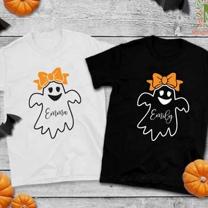 Custom Girls Halloween Tshirt, Ghost Halloween Shirt, Personalized Halloween Gift for Her, Kids Halloween Party Tshirt, Toddler Ghost Shirt