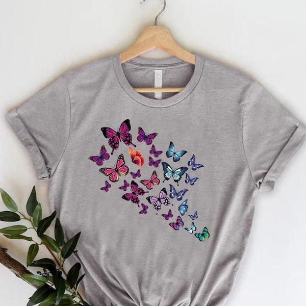 Butterfly T-shirt for Women, Cute Butterfly Gift, Butterflies Shirt for Girls, Cute Gift for Women, Summer Shirt, Cute Butterfly Gift