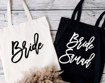 Personalized Bride Tote Bag, Custom Bridal Party Bags, Bridesmaid Gift Idea, Bachelorette Party Favors, Wedding Tote Bags, Bride Beach Tote