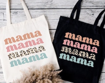 Retro Mama Tote, Canvas Tote bag for Mom, Mama Tote Bag, Mother's Day Gift for New Mom, Pregnancy Gift, Tote Bag for Mama, Book Tote Bag Mom