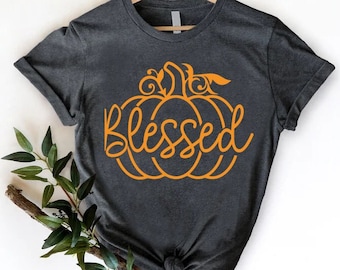 Blessed Pumpkin Shirt, Fall Thanksgiving Tee, Pumpkin Graphic Top