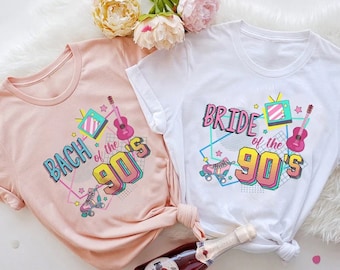 Bride of the 90's and Bach of the 90's T-shirts, Bachelorette Party Shirts, 90's Themed Bridal Shower, Bride and Brides Maid T-shirts