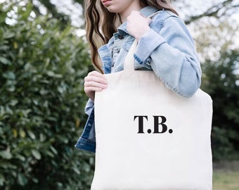 Personalized Monogram Tote Bag, Customized Initials Tote Bag, Tote Bag For Women, Beach Bag With Name, Tote Bag Gift For Mom, Shoulder Bag