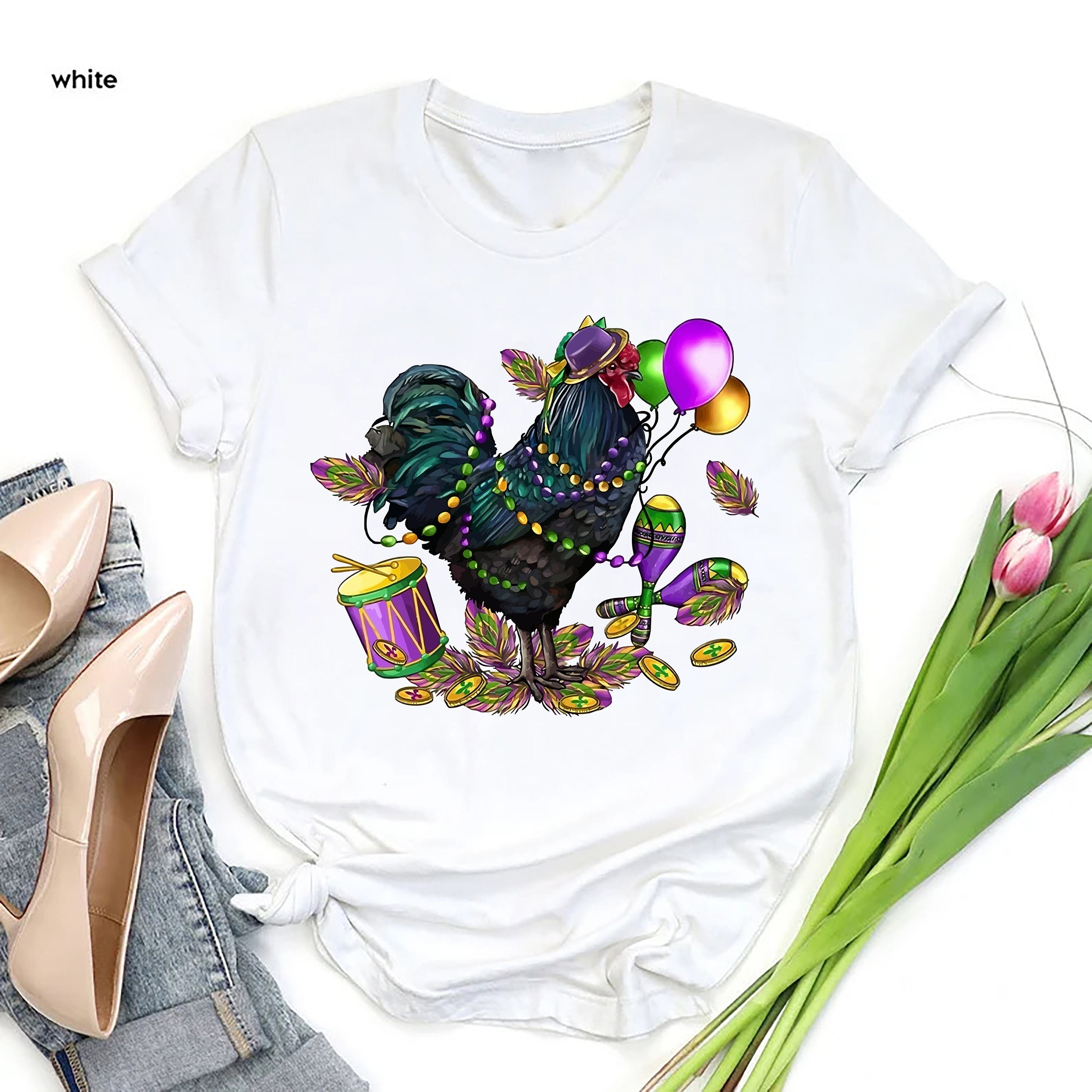 Mardi Gras Chicken Shirt, Funny Mardi Gras Shirt, Womens Carnival Shirt, Fat Tuesday Shirt, Funny Parade Gifts, Chicken Lover Girls Gift