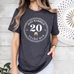 Just Married Shirt, 20th Anniversary Tee, Wedding Anniversary T-Shirt, 20th Anniversary Gift, Married For 20 Years, Husband Wife Shirt imagen 8