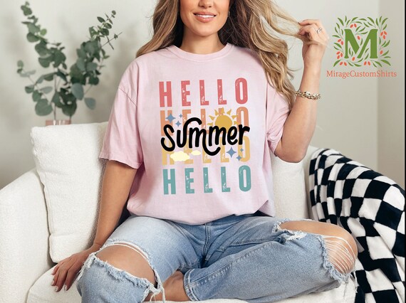 Comfort Colors® Hello Summer Shirt, Summer Tshirt, Summer Gift, Beach Shirt Comfort Colors, Summer Party Shirt, Family Vacation Shirts Beach