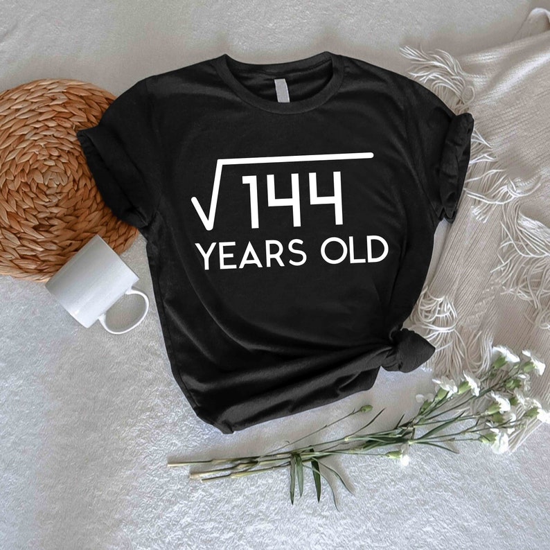 Square Root 144 Year Old Shirt, Funny Math 12th Birthday Tee, 12 Year ...