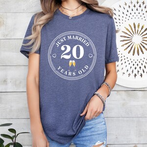 Just Married Shirt, 20th Anniversary Tee, Wedding Anniversary T-Shirt, 20th Anniversary Gift, Married For 20 Years, Husband Wife Shirt imagen 6