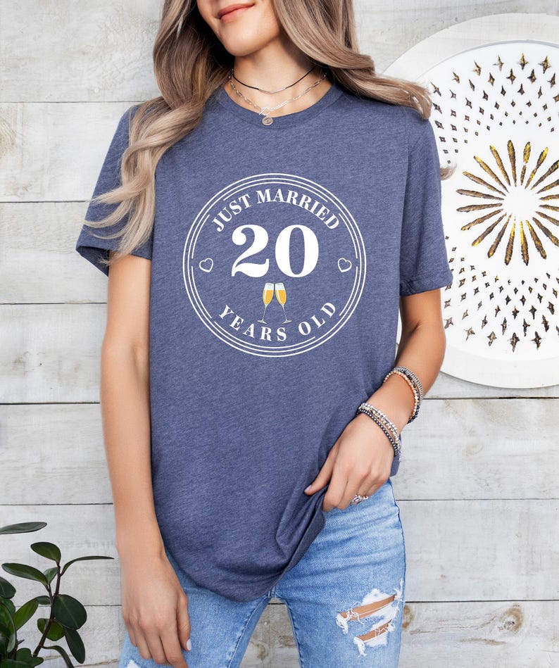 Just Married Shirt, 20th Anniversary Tee, Wedding Anniversary T-Shirt, 20th Anniversary Gift, Married For 20 Years, Husband Wife Shirt imagen 6