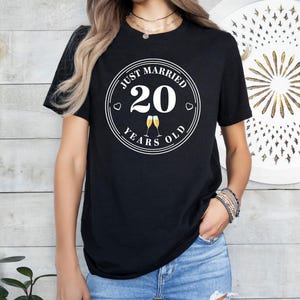 Just Married Shirt, 20th Anniversary Tee, Wedding Anniversary T-Shirt, 20th Anniversary Gift, Married For 20 Years, Husband Wife Shirt imagen 9