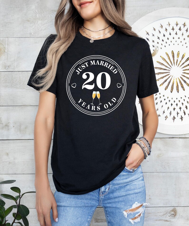 Just Married Shirt, 20th Anniversary Tee, Wedding Anniversary T-Shirt, 20th Anniversary Gift, Married For 20 Years, Husband Wife Shirt imagen 9
