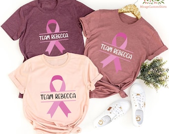 Custom Breast Cancer Support Team shirt, Breast Cancer Family Tshirt, Motivational T-shirt, Cancer Awareness Tee, Personalized Cancer Shirt