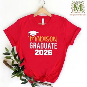Custom Grad Squad Shirt, Custom Graduation TShirts, Personalized Name Graduation Gift, High School Graduation 2026, College Graduation Shirt image 4