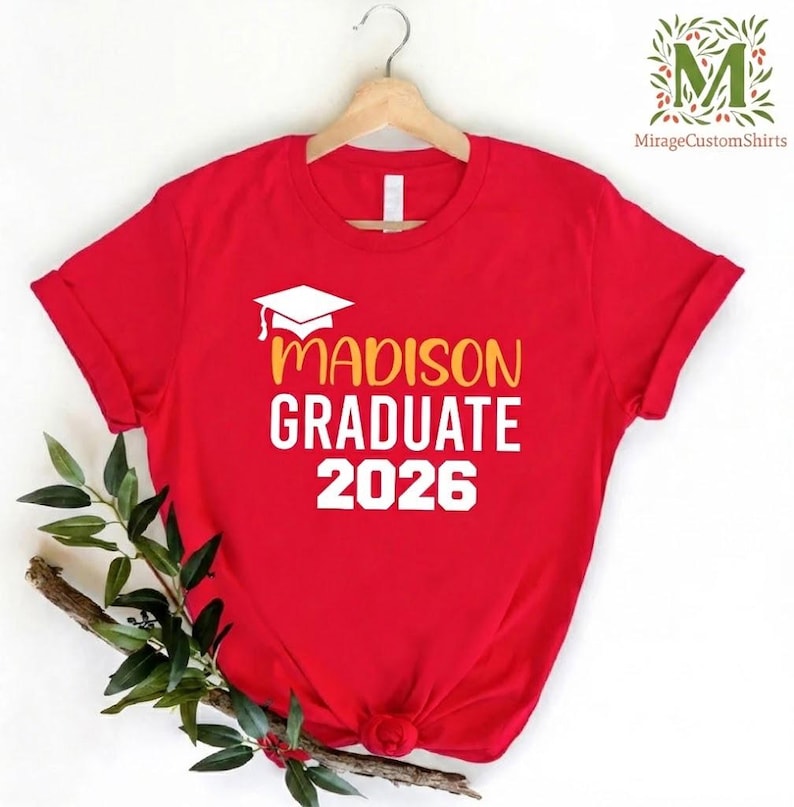 Custom Grad Squad Shirt, Custom Graduation TShirts, Personalized Name Graduation Gift, High School Graduation 2026, College Graduation Shirt image 4