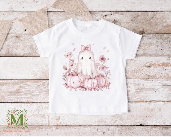 Coquette Pumpkin Halloween Ghost Shirt,Girls Halloween Tshirt,Pink Pumpkin Tee,Halloween Gift,Pumpkin Coquette Bow Shirt,Coquette Ghost Tee