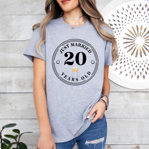 Just Married Shirt, 20th Anniversary Tee, Wedding Anniversary T-Shirt, 20th Anniversary Gift, Married For 20 Years, Husband Wife Shirt imagen 5
