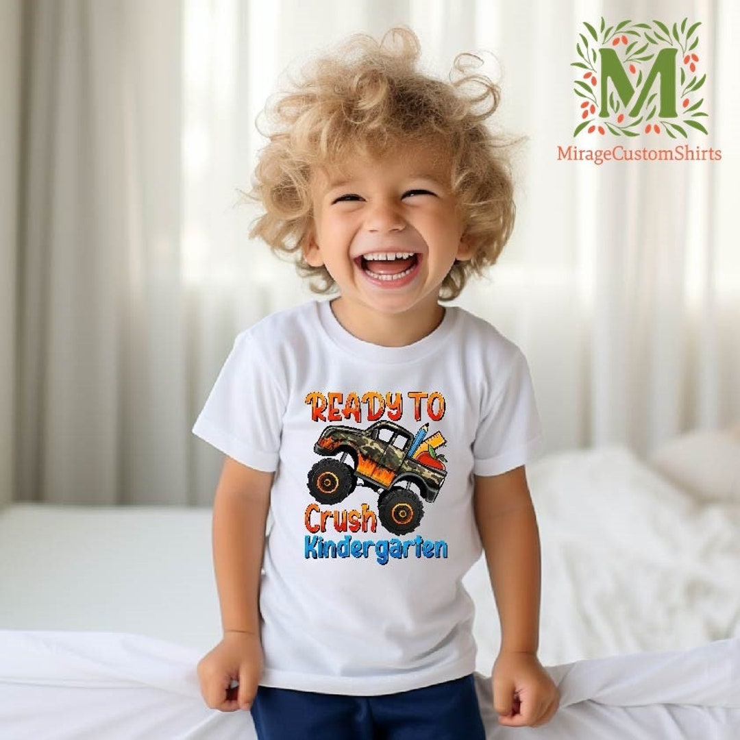 Boys Kindergarten Shirt, Ready to Crush Kindergarten T Shirt, 1st Day ...