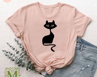 Cat Silhouette Shirt, Cat Lover T-shirt, Cat Mom Shirt, Cat Owner Gift Shirt, Shirt For Cat Lover, Cat Lover Gift, Pet Lover Shirt, Cat Dad