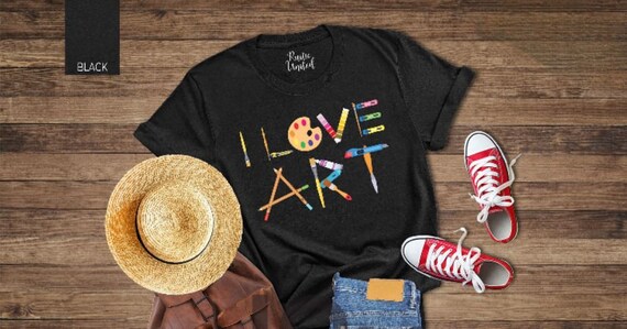 I Love Art Shirt, Painting Artist T-Shirt, Art Teacher Shirt, Paint Brush-Colored Pencils Tee, Shirt Gift For Art Students, Artist Shirt