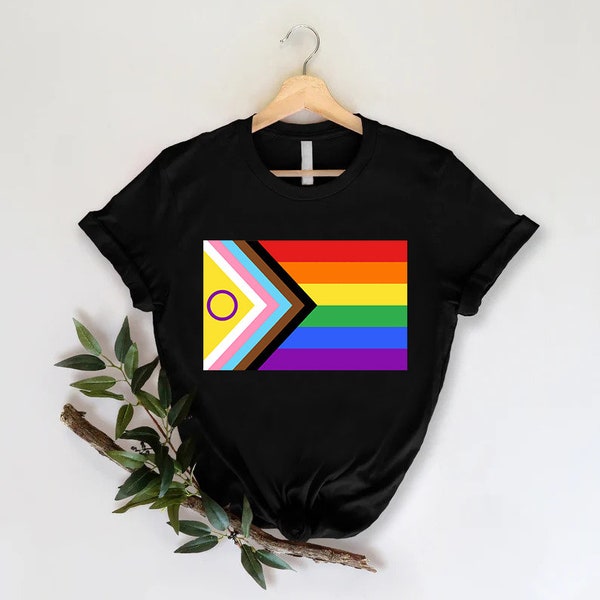 Progress Pride Flag T-shirt, Pride Flag Shirt, LGBT Love Shirt, Pride Rainbow Flag, Gift for Pride Month, Pride Progress Intersex Flag Shirt