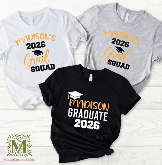 Custom Grad Squad Shirt, Custom Graduation TShirts, Personalized Name Graduation Gift, High School Graduation 2026, College Graduation Shirt