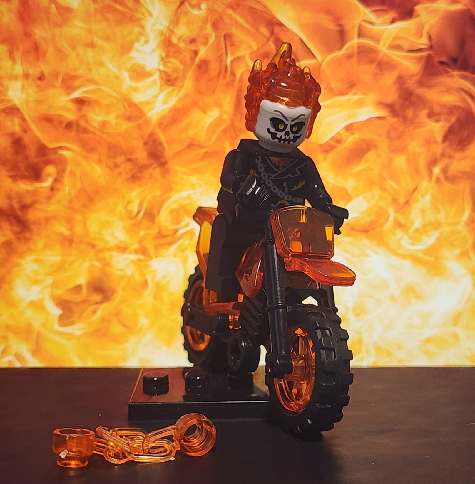 Ghost Rider Puppet Ghost Rider W Chain Custom Minifigure With Black Stand - Etsy