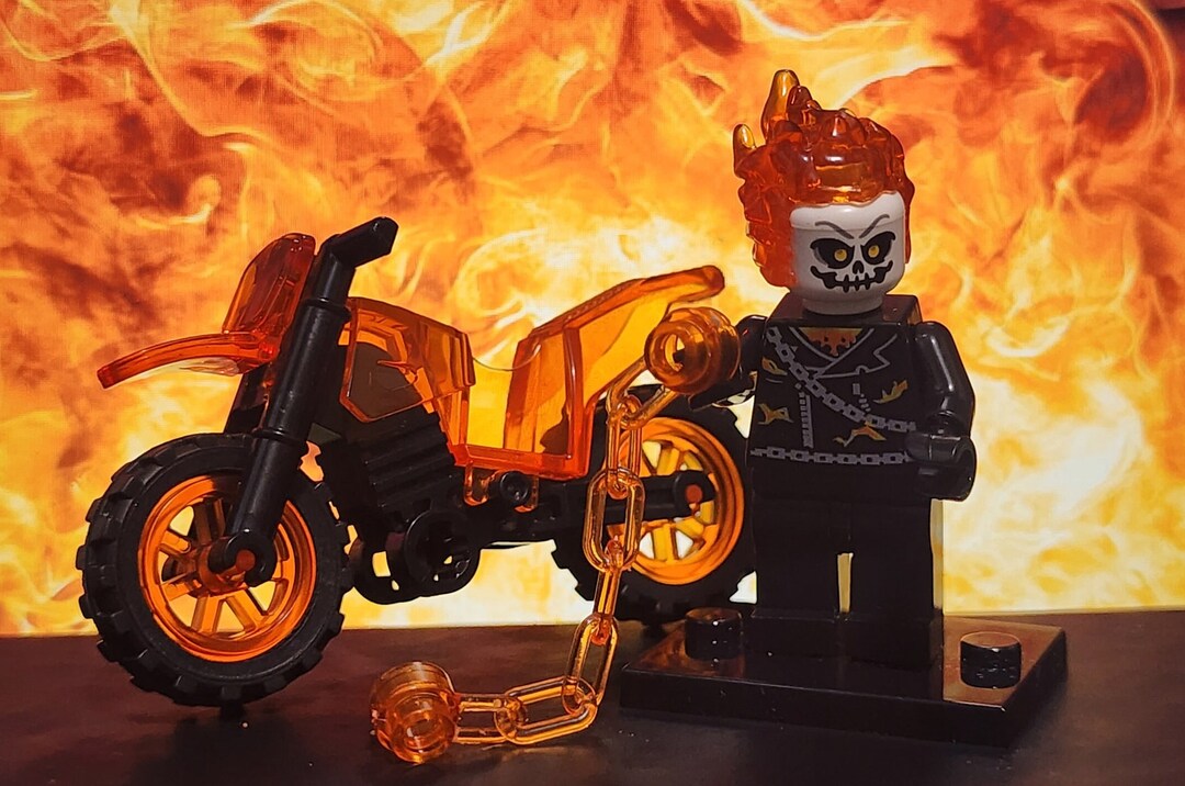 Ghost Rider W Chain Custom Minifigure With Black Stand - Etsy