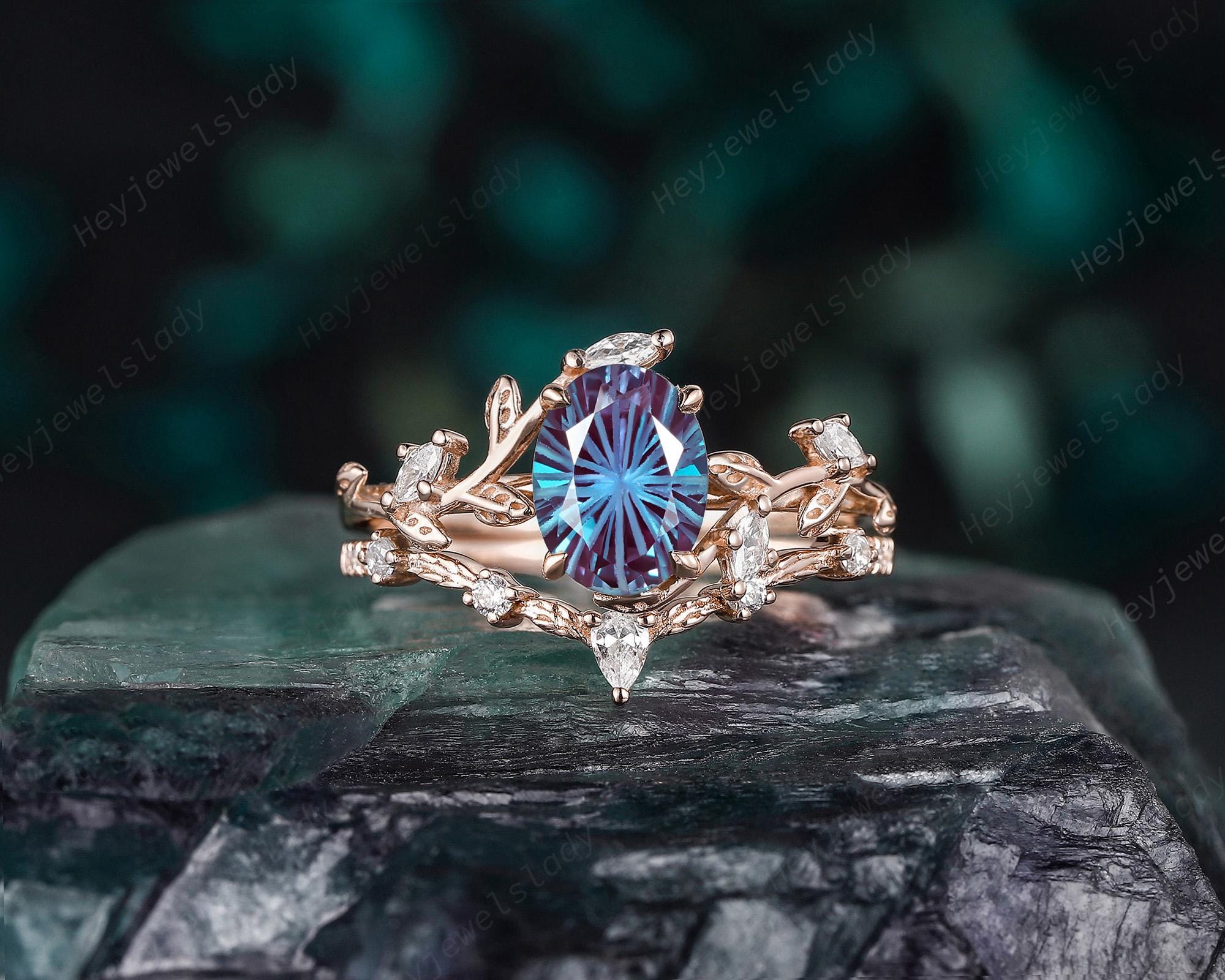 Nature Inspired Oval Shape Fireworks Alexandrite Diamond