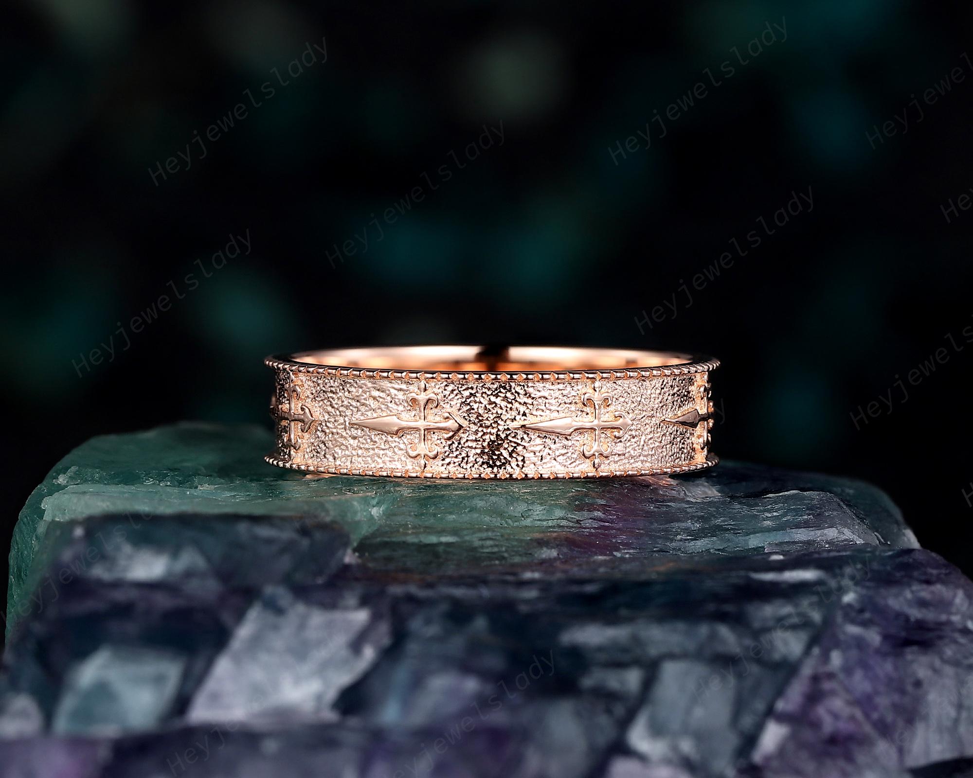 His and Hers St. James Cross Couple Ring Set, Full Eternity