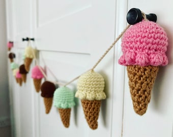 CROCHET PATTERN - Ice Cream Decoration and Garland (written in ENGLISH - pdf instant download)