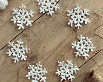 CROCHET PATTERN - Snowflake Decoration and Garland (written in ENGLISH - pdf instant download)