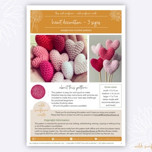 CROCHET PATTERN Heart Decoration / Ornament 3 sizes DIY Valentines gift image 3