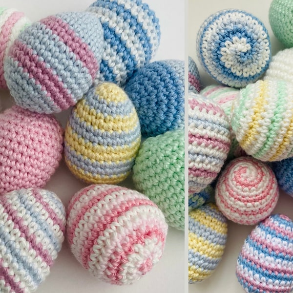 CROCHET PATTERN - Eggs - Stripes and Spirals Decoration | Easter Egg Amigurumi