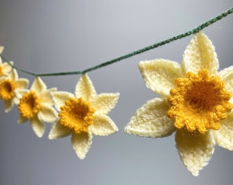 CROCHET PATTERN - Daffodil Decoration and Garland (written in ENGLISH - pdf instant download)