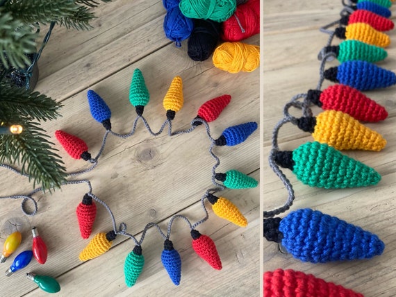 CROCHET PATTERN - Vintage Christmas Light Garland (written in ENGLISH - pdf instant download)