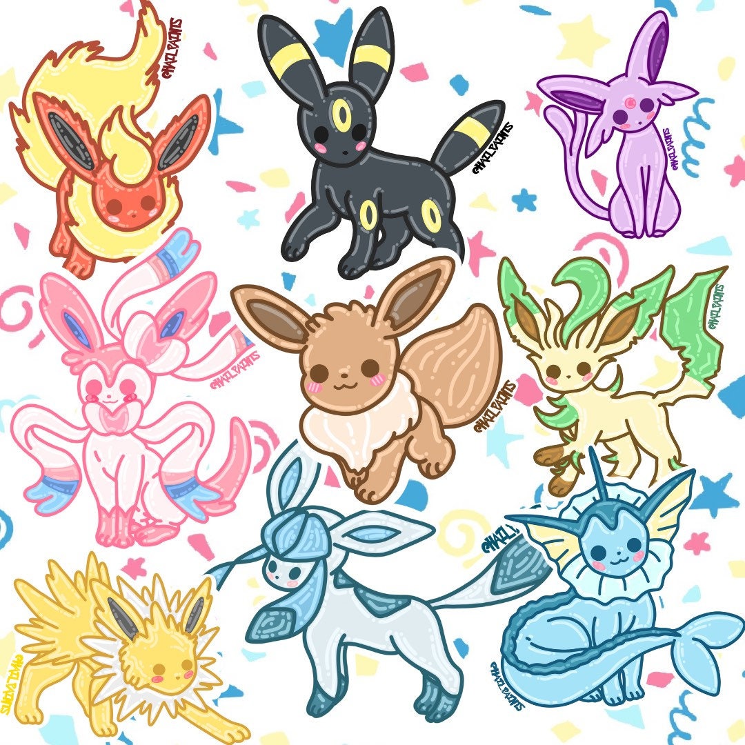 Chibi pokéjelly Pokemon Inspired Illustration Stickers Etsy